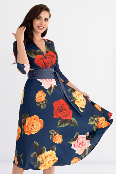 Платье "Прекрасная Роза" (поясок из экокожи в подарок) П1579-18