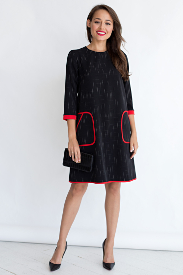 Платье "Девушка - мечта" (черное с красным) П1622-1